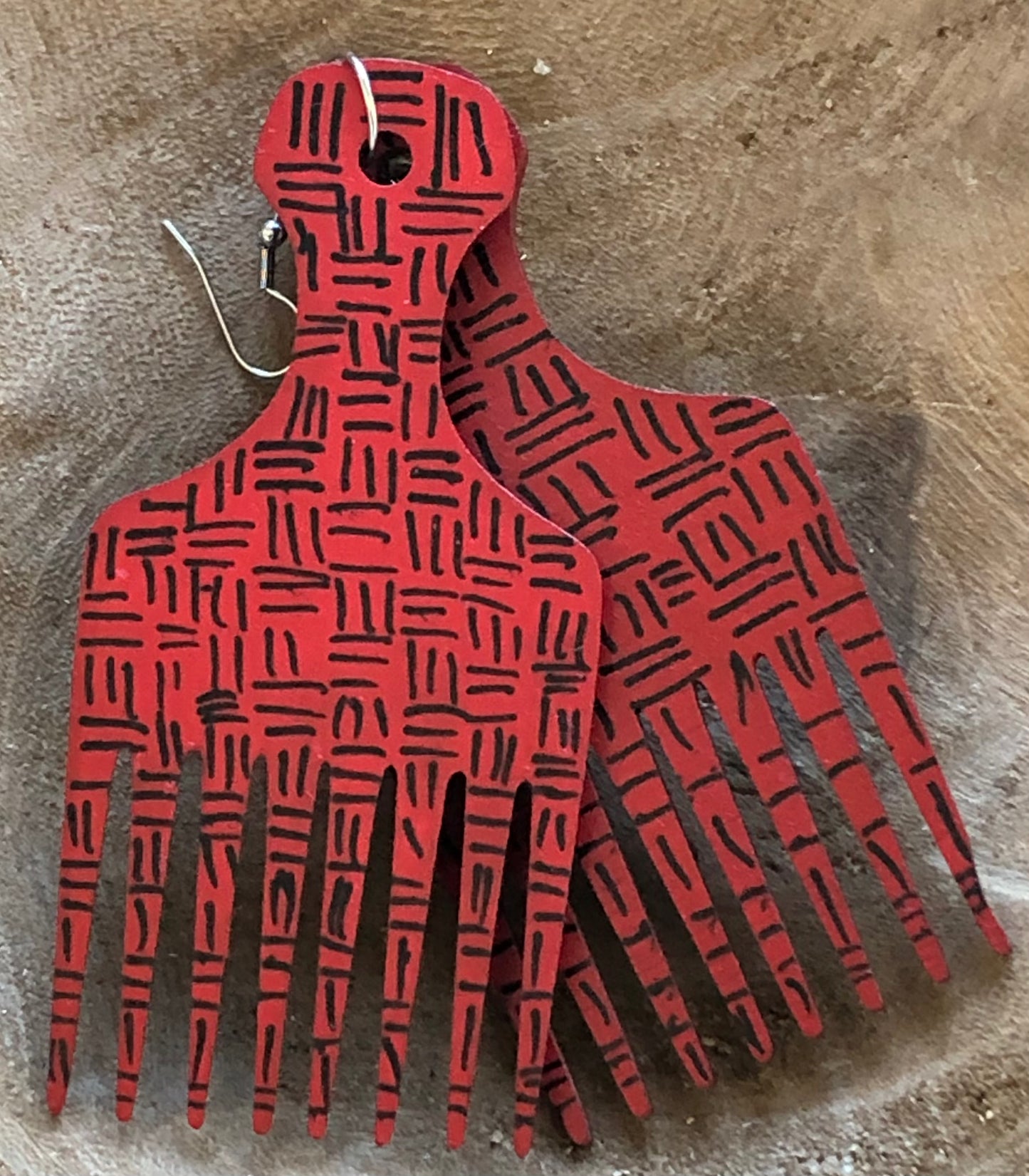 Motherland Afro Picks-(Red/Black)