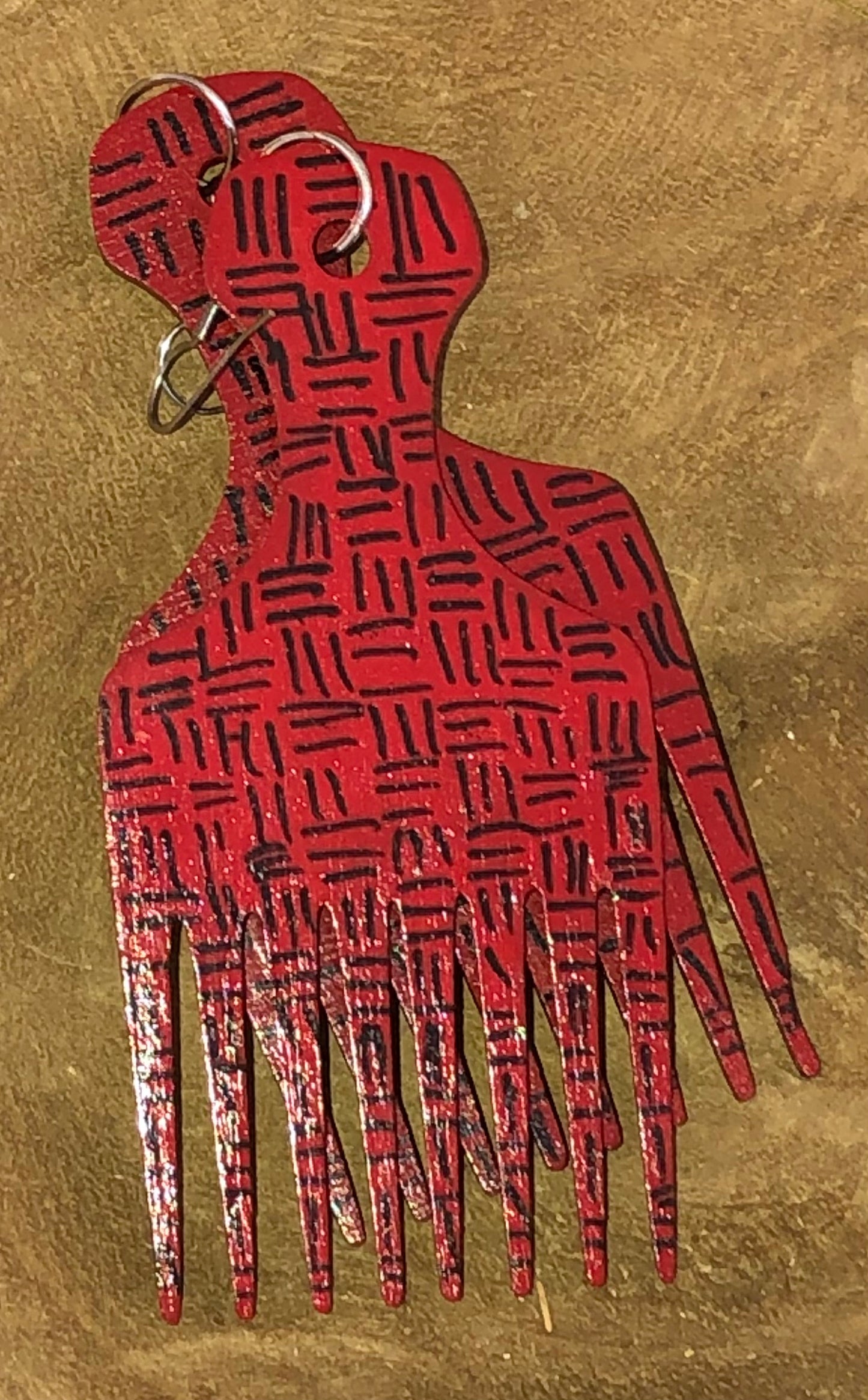 Motherland Afro Picks-(Red/Black)