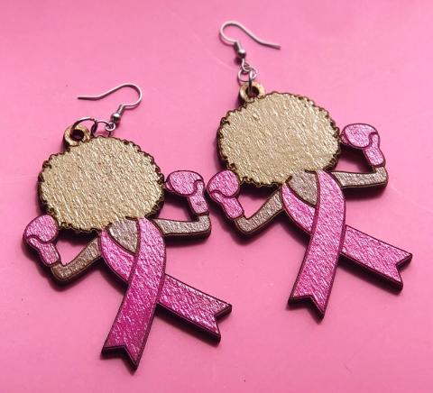 Breast Cancer "Fighter" Earrings (Blonde Afro)