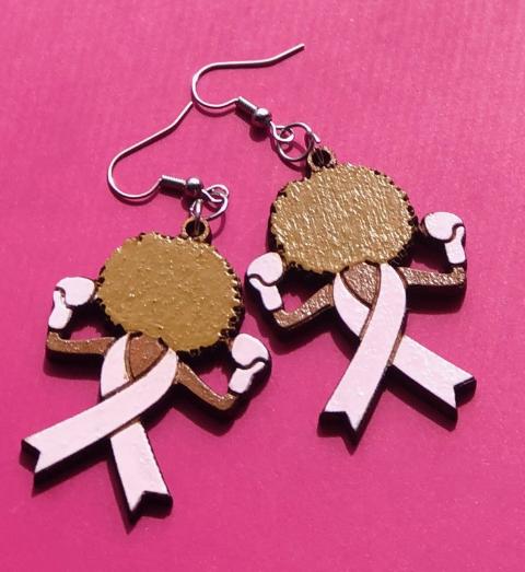 Breast Cancer "Fighter" Earrings (Blonde Afro)