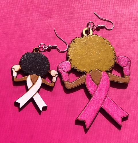 Breast Cancer "Fighter" Earrings (Blonde Afro)