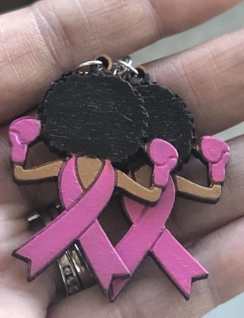 Breast Cancer "Fighter" Earrings (Black Afro)